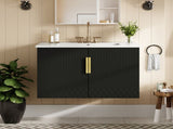 30" Vintage Bathroom with Ceramic Sink, with 3 Holes Single Ceramic Sink, Bathroom Storage N710P214100B
