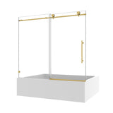 6063 Brushed Gold frameless one fixed and one shifted Shower Door,70MM 304 stainless steel large W2517P304336