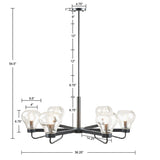 6-Light Chandelier with Bowl Shaped Glass Shades B03594966