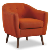 Orange Fabric Upholstered Accent Chair 1pc Espresso Finish Legs Button Tufted Solid Wood Furniture B011P182506