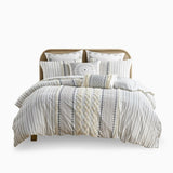 Full/Queen Cotton Printed Duvet Cover Set with Chenille B03596527
