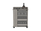 Bar Cart with Glass Door, 2-Side Shelves and Casters, Light Gray B097120618