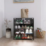ZUN 4 Layers Black Shoe Cabinet with Glass Door and Glass Layer Shoes Display Cabinet with LED light W2139134910
