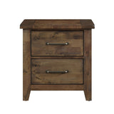 Classic Transitional Design Nightstand Burnished Finish Solid Rubberwood Bedroom Side Table Rustic B01146196