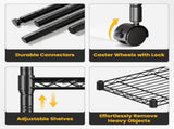 4 Tier Heavy Duty Adjustable Wire Shelving with Wheels, Storage Racks for Garage Kitchen Pantry 31470124