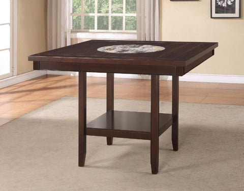 ZUN 1pc Contemporary Transitional Counter Height Dining Table with 20-Inch Lazy Susan Rich Dark Brown B011P160136