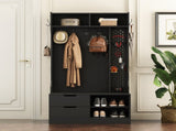 Hall Tree with 6 Hooks,Coat Hanger, Entryway Bench, Storage Bench,for Entrance, Hallwa,black W1321P444289