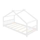 Twin Size House Bed Wood Bed, White N708P182785K