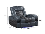 Alair Blue & Black Leather Aire Power Motion Recliner W/Bluetooth, Wireless Charger & Cupholder B2726P321025