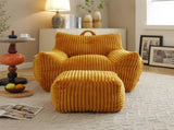 Giant Plush Bean Bag Chair for Adults with Armrests and Footstool -- Comfy Yellow Beanbag Chaise W1117P309392