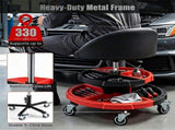 Height Adjustable Rolling Mechanic Stool with Backrest & 2 Removable Tool Trays, 360&deg Swivel 51592296