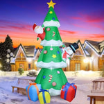 ZUN 8FT Inflatable Santa Claus Snowman On Christmas Tree w/LED Lights Outdoor Decor 07288823