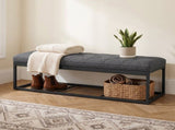 Dark Gray Tufted Storage Ottoman Bench, 43" End of Bed Bench with Lift-Off Lid, 660lb Capacity 30646649
