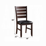 Contemporary Cherry Finish Side Chairs 2pc Set Black PU Leather Upholstery Durable Wood Dining B2741P331891