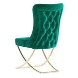 PrimeNest Noblesse Collection Upholstered Gold Legged Dining Chair, Set of 2, Green B030P286150