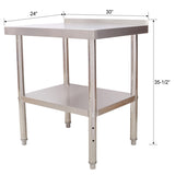 Stainless Steel Prep Table, 30 x 24x 35-1/2 Inch, 440lbs Load Capacity Heavy Duty Metal Worktable W465P237805