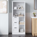 ZUN 3-Door 3-Drawer 4-Layer Bathroom Cabinet, White 79610035