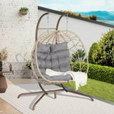 ZUN 2 Person Outdoor Rattan Hanging Chair Patio Wicker Egg Chair W874P146262