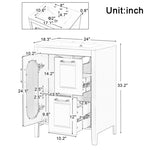 ZUN 24" Bathroom Vanity with Sink, Bathroom Vanity Cabinet with Two Drawers and Door, Adjustable Shelf, 21905360