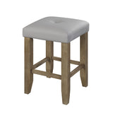 Transitional Counter Height Stools Set of 2pc, Oak Finish and Gray Synthetic Leather Seat Wooden B2741P327429