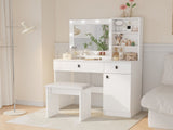 Vanity Desk with Lights, Vanity Set with Mirror, Makeup Vanity Desk with Large Drawers & Three Level W2139P194436