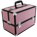 ZUN SM-2083 Aluminum Alloy Makeup Train Case Jewelry Box Organizer Pink 83925841