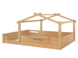 Full Size Floor Bed with Guardrails and Roof, Kids House Floor Bed with a Small Built-in Tray and W1580P396333