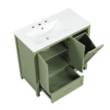 ZUN 36" Bathroom Vanity with Sink, One Cabinet with Two doors and One Big Drawer and One Flip Drawer, 04654643