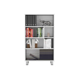 ZUN Bookcase 40.6" H, 6 shelves, 4 legs, White B097P250870