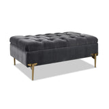 ZUN Estelle Upholstered Storage Bench Cocktail Ottoman, Steel Gray Performance Velvet B2719P245961