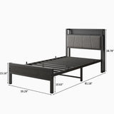 Twin Size Bed Frame, Storage Headboard with Charging Station, Solid and Stable, Noise Free, No Box 80586204