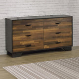 Walnut and Black 6-Drawer Dresser B062P209033