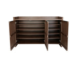 Walnut Entryway Shoe Storage Cabinet with Slatted Doors, Modern Wooden Hallway Console Table with W3417P524604