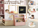 Kids Multifunctional Art Center with Double-Sided Easel, Wooden Art Table Bench Set for 3 Years, 15077509
