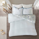 King/Cal King 3 Piece Cotton Floral Printed Reversible Duvet Cover Set B035129160