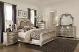 Silver Finish European Design 1pc Nightstand w Genuine Marble Top Traditional Bedroom Furniture B01172438