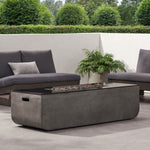 ZUN Outdoor Patio Concrete Fire table, Rectangle Gas Burning 56-Inch Fire Pit - 50, 000 BTU, Light Gray 11233666