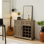 ZUN Farmhouse Liquor Cabinet Bar Cabinet with 2 Drawers, Wine Bar Cabinet with Removable Wine Racks W1758P210364