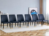 Modern Dining Chairs Set of 4, Black PU Leather Upholstered Chairs with High Back and Chrome Metal W3493P427136