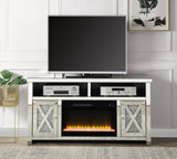 ZUN ACME Noralie TV STAND W/FIREPLACE Mirrored & Faux Diamonds LV00318