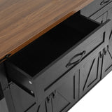 K&K 53.5''Farmhouse Kitchen Island with Power Outlet, Kitchen Storage Island with Drop Leaf, Spice N707P170348B