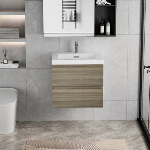 ZUN 24" Floating Bathroom Vanity with Sink, Modern Wall-Mounted Bathroom Storage Vanity Cabinet with W1573P152695