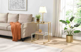 Golden Side Table, 2-Tier Acrylic Glass End Table for Living Room&Bedroom W1071106954