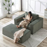 75-Inch Corduroy Sponge Sofa Lounge Chair with Removable footrest,No Assembly Required,Fluffy Modern W834P206095