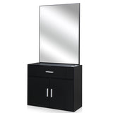 15% E0 chipboard linen top 1 drawer 1 door with mirror Salon cabinet black 33239540