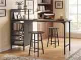 3PCS Bar Table & Stools Set, Wine Storage , Oak 48989205