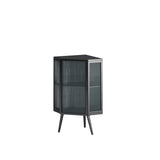 ZUN 22.25" Floor Coner Cabinet with Tempered Glass Door & Storage Shelves for Bathroom, Living Room, W757130158