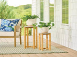 2 Pack Gray Cement Wood Plant Stand 71366253