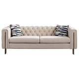 Chesterfield Modern Tufted Velvet Living Room Sofa, 84.25''W Couch,Cream W57964660