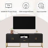U-Can Modern TV Stand for TV up to 70 Inches,TV Cabinet with 1 Drawer, 2 Cabinets and Metal Legs, N724P198472B